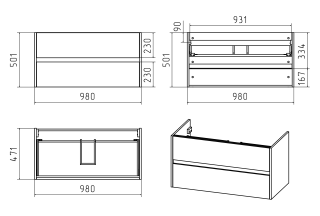 Подвесная тумба под раковину Misty Алиса 100см белый