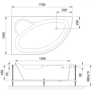 Гидромассажная ванна Royal Bath Alpine De Luxe 170x100см левая белый RB819102DL-L