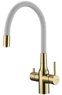 Смеситель для кухни Paulmark Salix Sa213419-Gw белый/золото
