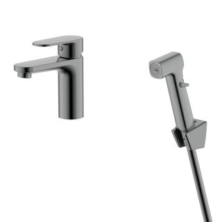 Смеситель для раковины с гигиеническим душем Aquatek Ника AQ1812BGM оружейная сталь