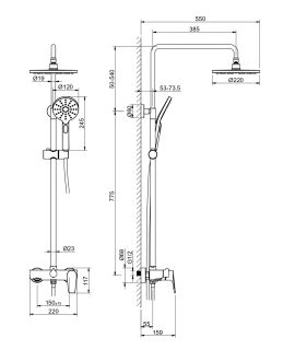 Душевая стойка Aquatek Бетта AQ2140BGM шлифованный чёрный хром