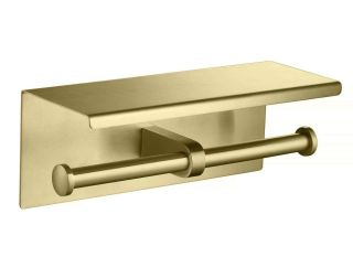 Бумагодержатель двойной с полкой Aquatek Оберон AQ4909BG шлифованное золото