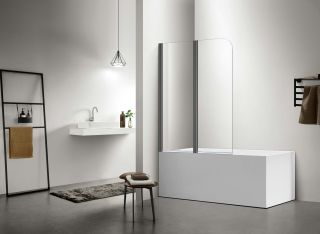 Шторка на ванну Aquatek Дельта AQ DEL SBA 10015GM двухэлементная поворотная 100 см оружейная сталь