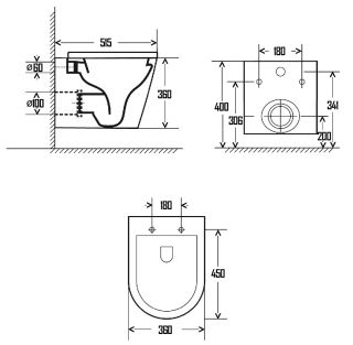 Подвесной унитаз AQUAme AQM2001 с крышкой-сиденьем белый глянцевый