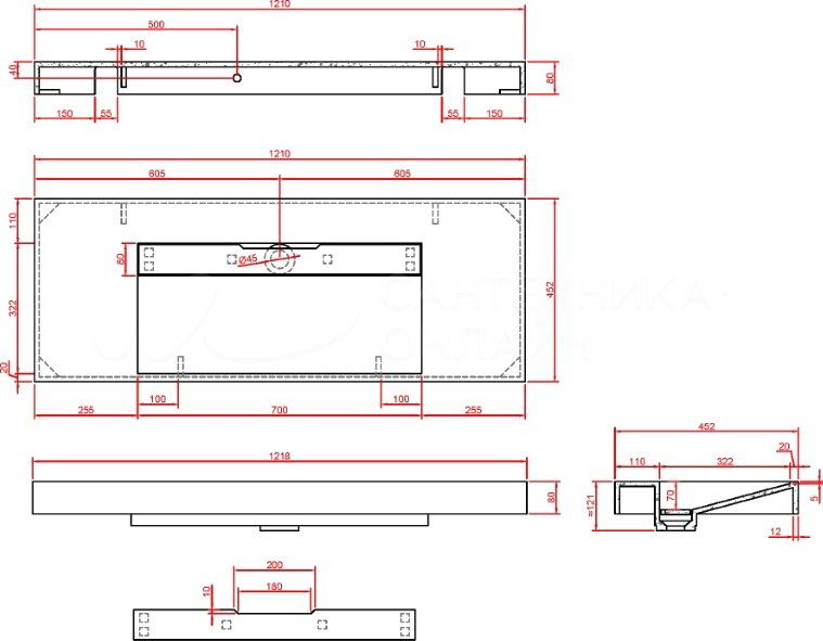 Раковина Armadi Art Flat Nero Marquina 120