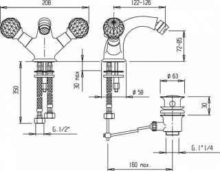 Смеситель для биде, бронза Cezares NOSTALGIA-BS1-02