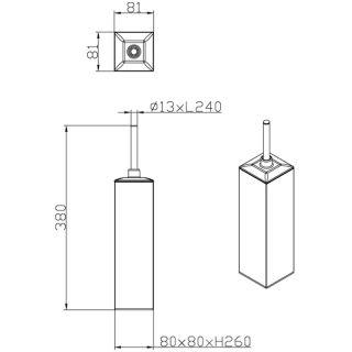 Ерш для унитаза AZARIO RINA AZ-451 напольный хромированный квадратный