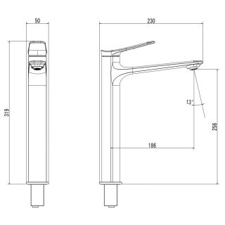 Смеситель для раковины-чаши Azario LINES AZ-VPU168R25C
