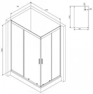 Душевой уголок Am.Pm Gem 120x80см чёрный матовый W90G-404-120280-BT
