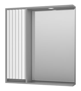 Зеркальный шкаф с подсветкой Brevita Balaton BAL-04075-01-01Л левый 75см белый/серый
