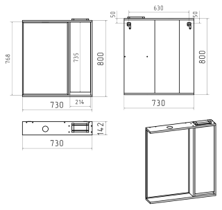 Зеркальный шкаф с подсветкой Brevita Balaton BAL-04075-03-01П правый 75см белый/бежевый