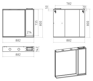 Зеркальный шкаф с подсветкой Brevita Balaton BAL-04090-03-01П правый 90см белый/бежевый