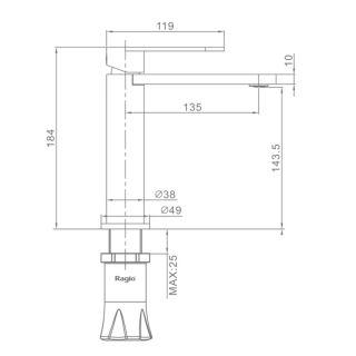 Смеситель для раковины Raglo R10.10.03 золотой сатин