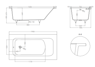 Ванна из искусственного камня Salini Orlanda Plus Kit S-Stone 102124MRF 190x100см RAL полностью