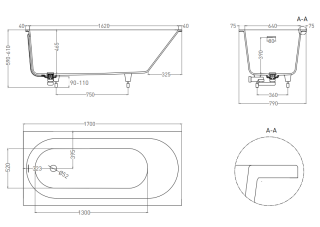 Ванна из искусственного камня Salini Ornella Kit S-Stone 102424MRF 170x80см RAL полностью