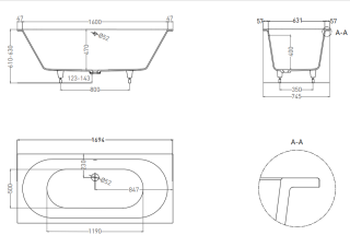 Ванна из искусственного камня Salini Ornella Axis S-Sense 103413M 170x75см белый матовый