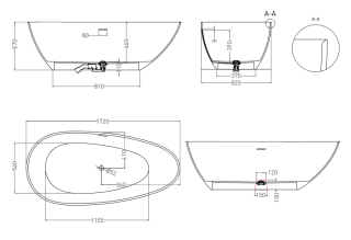 Ванна из искусственного камня Salini Paola In S-Sense 101612G 172x82см белый глянцевый
