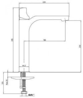 Высокий смеситель для раковины E.C.A. Myra 104508984EX чёрный/хром