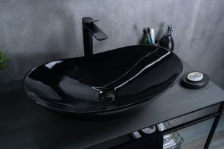 Раковина Gid BL9811 53349 накладная черная глянцевая 61x37x15