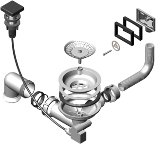 Выпуск для мойки Alveus 1127133 с вертикальным переливом POP UP GOLD