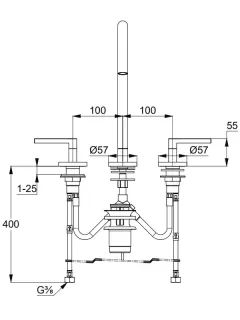 Смеситель для раковины Kludi Nova Fonte Puristic 20143N215 сталь оружейная брашированная