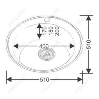 Мойка 510 Melana 0,6/170 хром с сифоном (018 t *15)