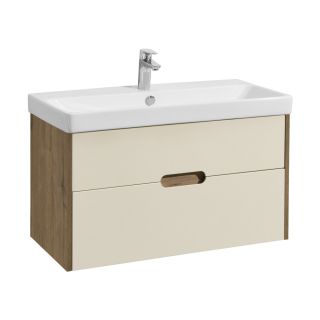 Тумба под раковину Акватон Оливия 90см бежевый/дуб веллингтон 1A254401OLVG0