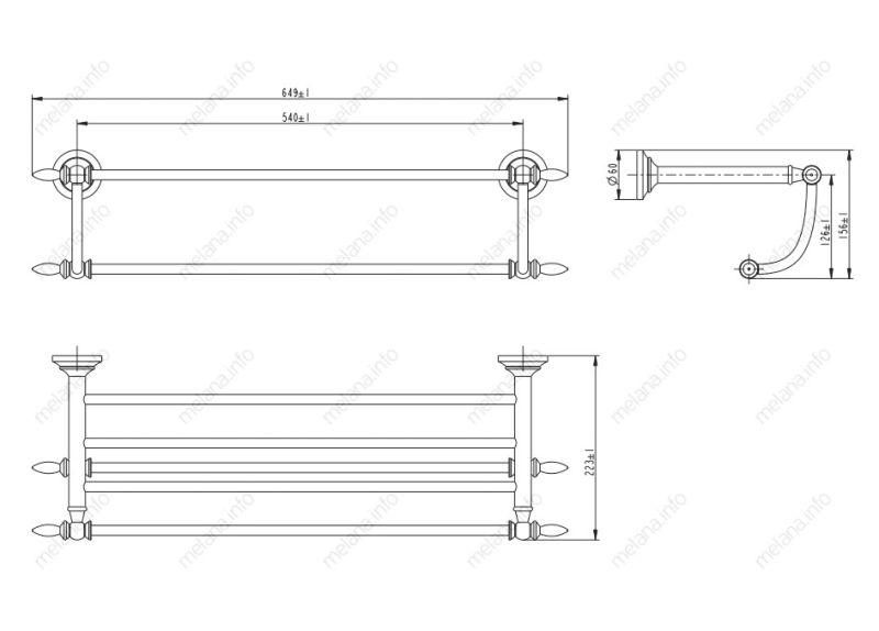 Полка для полотенец Melana MLN-820003 хром/золото