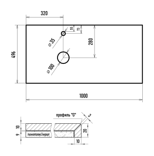 Столешница Brevita Cargo VS03-100К 100см чёрный