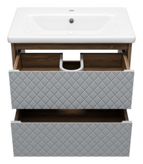 Подвесная тумба под раковину Brevita Chester CHE-09065-49502Я 65см серый/дуб Чарльстон темно-коричневый