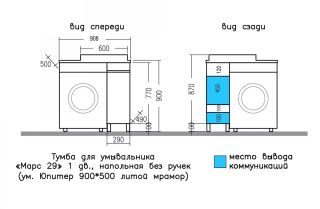 Тумба под раковину для стиральной машины СанТа Марс 700397 одна дверь 29см янтарный