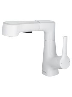 Смеситель для раковины Wonzon & Woghand WW-121B108-MW с выдвижным изливом белый матовый