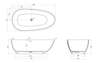 Ванна из искусственного камня Azario CLOVIS CLO17085S 1690х850х540 свободностоящая