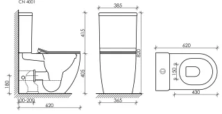 Напольный унитаз Ceramica Nova Metropol CN4001MB безободковый чёрный матовый