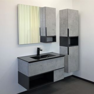 Comforty Зеркало Франкфурт 90 см бетон светлый 00-00006504