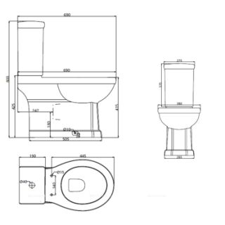 Creo Ceramique TOULON Унитаз-компакт с крышкой микролифт Артикул: TL1002+TL1003+TL1001
