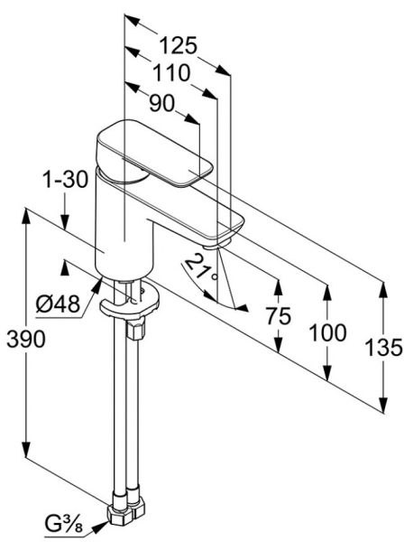 Смеситель для раковины Kludi Pure&Style хром 400280575