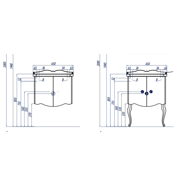 Ножки для тумбы Акватон Венеция 37см белый 1A155403XX010