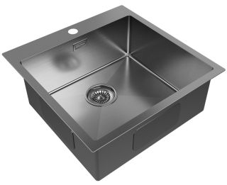 Мойка кухонная Paulmark Kroner PM215151-GM воронёная сталь