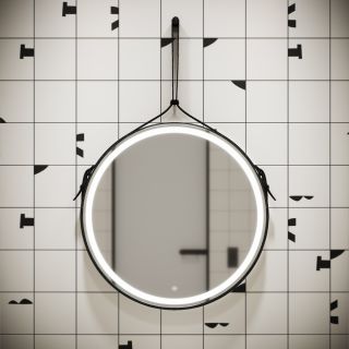 Зеркало с подсветкой Sancos Dames DA650 65см на кожаном ремне чёрный