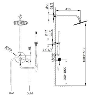 Душевой комплект Vincea Desire VSFW-1D1BN, встраиваемый, 2 режима, брашированный никель