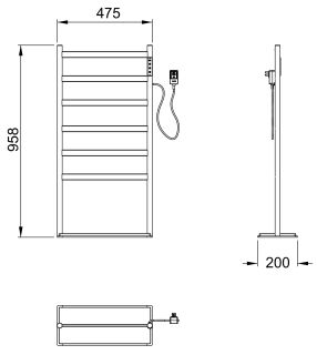 Напольный полотенцесушитель электрический Wonzon & Woghand Essen WW-A406-GM 47x95 см тёмный графит