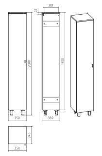 Напольный шкаф - пенал Misty Дива 35см левый белый