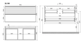 Подвесная тумба под раковину Sancos Delta DL100GR 100см дуб красный/графит