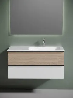 Подвесная тумба под раковину Sancos Delta DL100RW правая 100см дуб светлый/белый