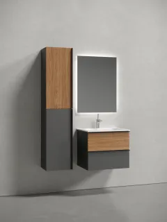 Подвесная тумба под раковину Sancos Delta DL60GR 60см дуб красный/графит