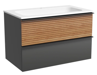 Подвесная тумба под раковину Sancos Delta DL80GR 80см дуб красный/графит