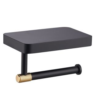 Держатель для туалетной бумаги с полкой Wonzon & Woghand Majestic WW-9226 чёрный/золото