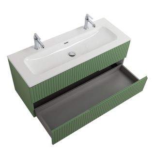 База под раковину Cezares подвесная с двумя выкатными ящиками, Фисташковый Софт, 1200x457x500, DUET-N-1200-2C-SO-PS-P