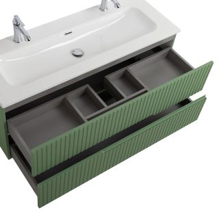 База под раковину Cezares подвесная с двумя выкатными ящиками, Фисташковый Софт, 1200x457x500, DUET-N-1200-2C-SO-PS-P